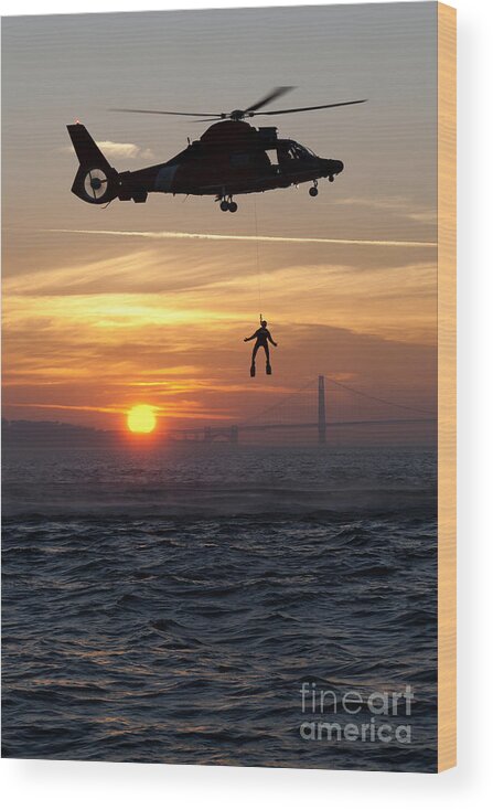 Coast Guard Wood Print featuring the photograph Sunset Swim by Rick Pisio