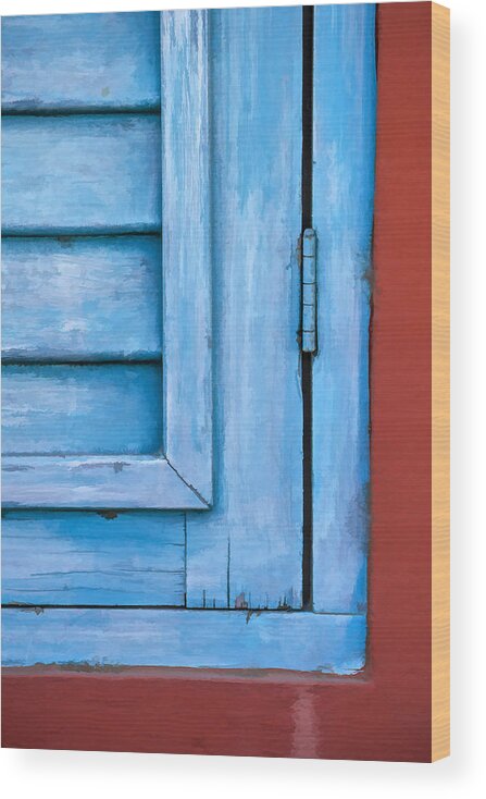 Kitchen Art Wood Print featuring the photograph Faded Blue Shutter V by David Letts