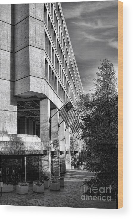 Fbi Wood Print featuring the photograph FBI Building Modern Fortress by Olivier Le Queinec