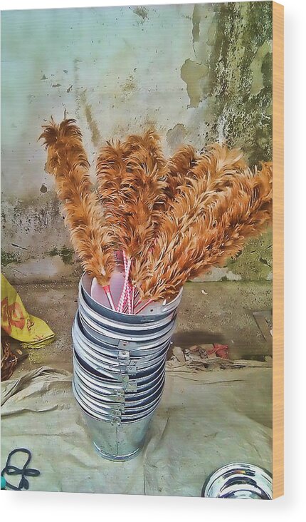 China Wood Print featuring the photograph Feather duster bouquet by Cathy Anderson