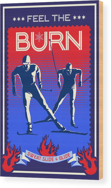 Cross Country Skiing Wood Print featuring the painting Feel the Burn XSki by Sassan Filsoof