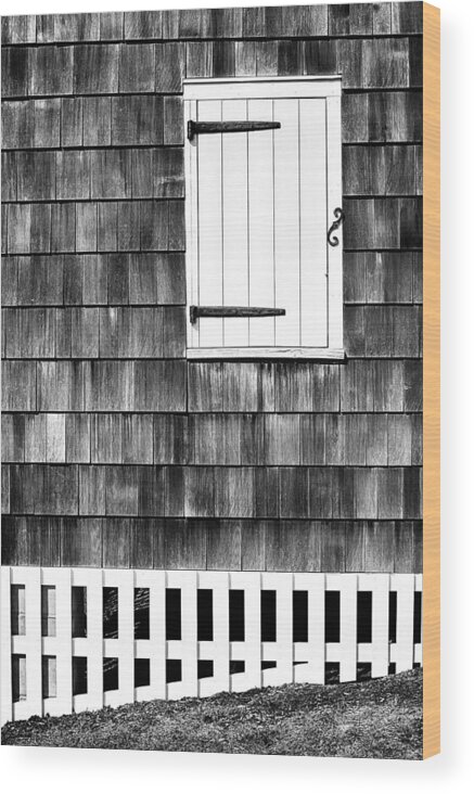 Shutter Wood Print featuring the photograph Fence Shutter And Weathered Wall by Gary Slawsky