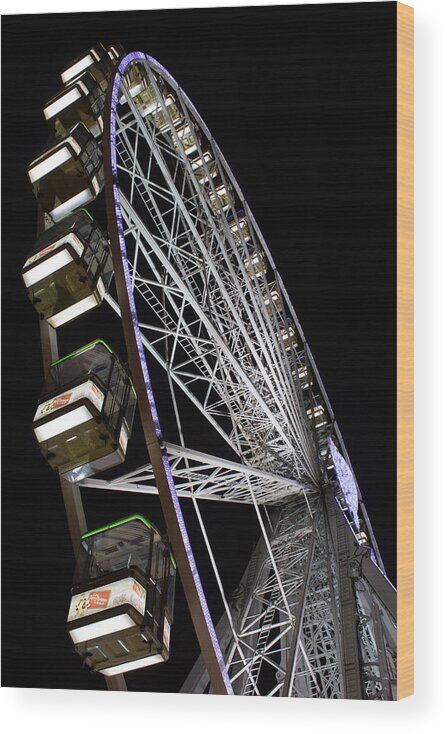 December Wood Print featuring the photograph Ferris Wheel at Night by Leah Palmer