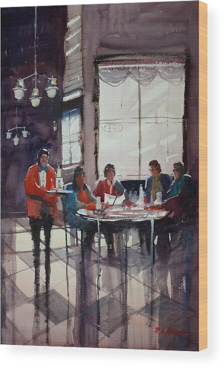 Ryan Radke Wood Print featuring the painting Fine Dining by Ryan Radke