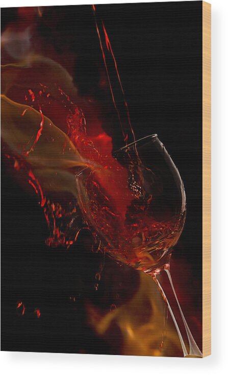 Wine Wood Print featuring the photograph Fire Wine by Mark McKinney