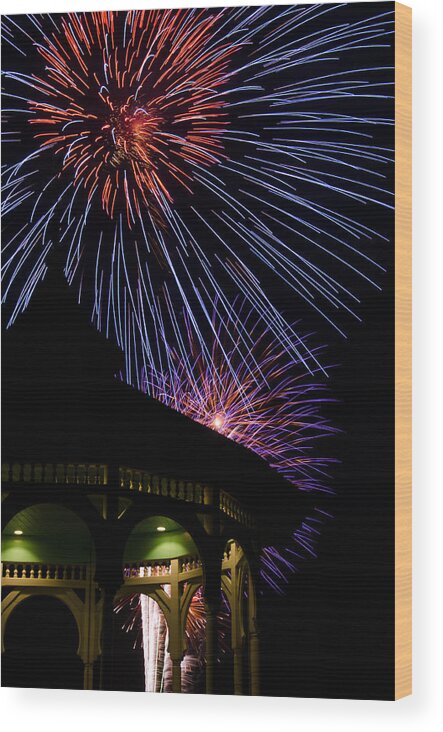 Marthas Vineyard Wood Print featuring the photograph Fireworks by Steve Myrick