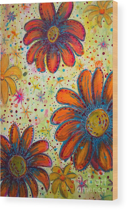 Flower Power Wood Print featuring the painting Flower Power by Jacqueline Athmann