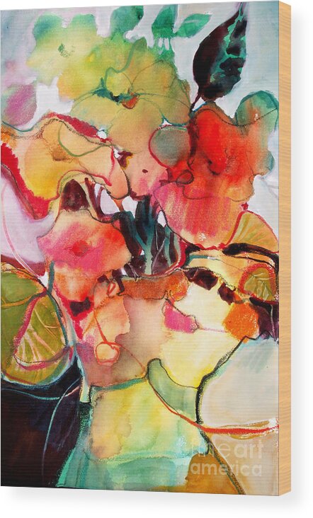 Flowers Wood Print featuring the painting Flower Vase No. 2 by Michelle Abrams