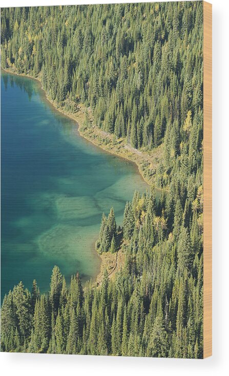 Feb0514 Wood Print featuring the photograph Forest And Cerulean Lake At Mt by Kevin Schafer