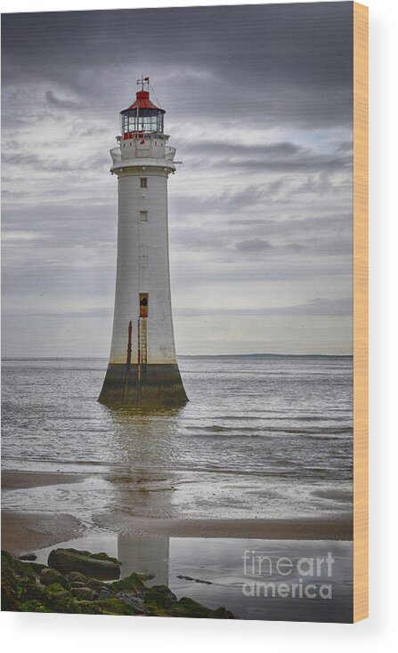 Seascape Wood Print featuring the photograph Fort Perch Lighthouse by Spikey Mouse Photography