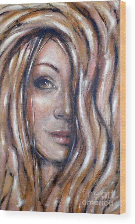Portrait Wood Print featuring the painting Fragile Smiles 230509 by Selena Boron