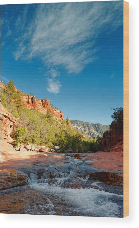 Oak Creek Wood Print featuring the photograph Free flow at Oak Creek by Silvio Ligutti