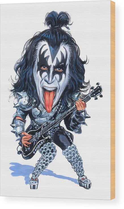 Gene Simmons Wood Print featuring the painting Gene Simmons by Art 