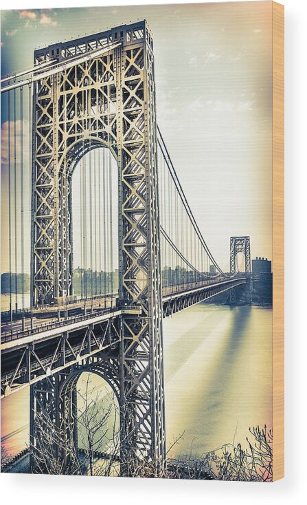 George Washington Bridge Wood Print featuring the photograph George Washington Bridge by Elvira Pinkhas