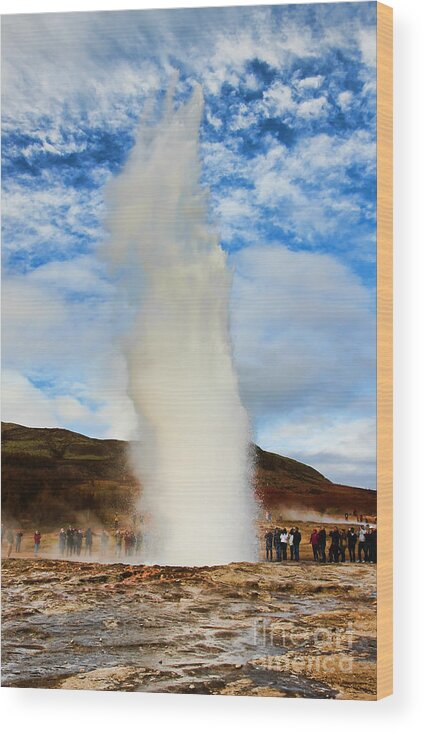 Geyser Wood Print featuring the photograph Geyser Erupted by Jasna Buncic