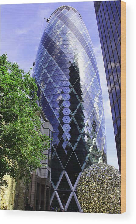 Swiss-re Wood Print featuring the photograph Gherkin 30 St Mary Axe by Nicky Jameson