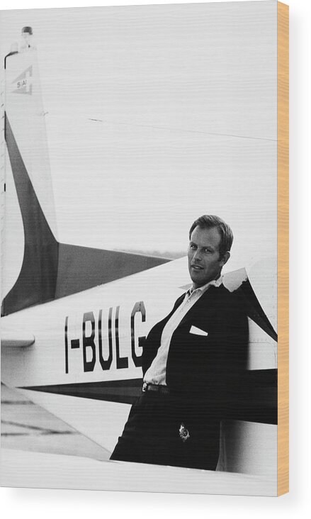 Business Wood Print featuring the photograph Gianni Bulgari By His Airplane by Elisabetta Catalano