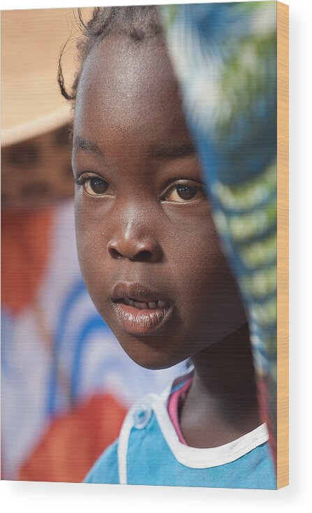 Senegal Girl Portrait Wood Print featuring the photograph Girl from Keur Simbara Village Senegal by Judith Barath