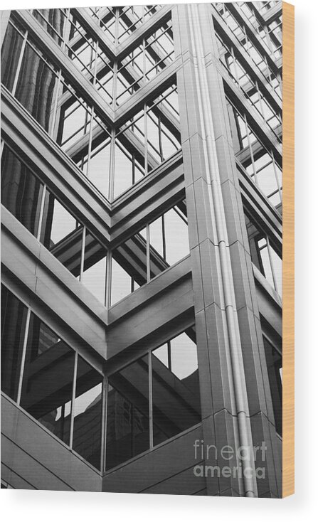 Architecture; Building; Facade; Side; Windows; Glass; Steel; Girders; Highrise; Skyscraper; City; Urban; Tall; High; Office; Condo; Apartments; Corner Wood Print featuring the photograph Glass and Steel by Margie Hurwich