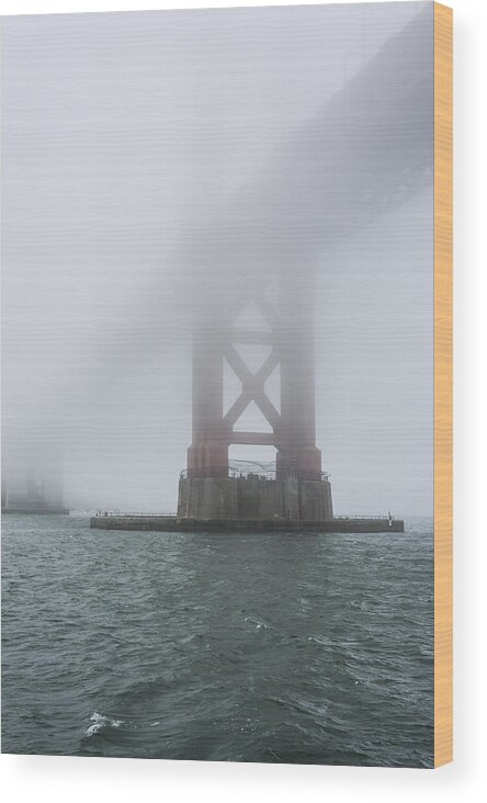 Fog Wood Print featuring the photograph Golden Gate Bridge in September fog by Weir Here And There