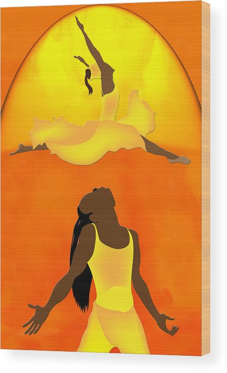 Dancer Wood Print featuring the digital art Golden Lady by Terry Boykin