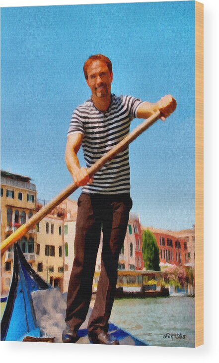 Europe Wood Print featuring the painting Gondolier by Jeffrey Kolker