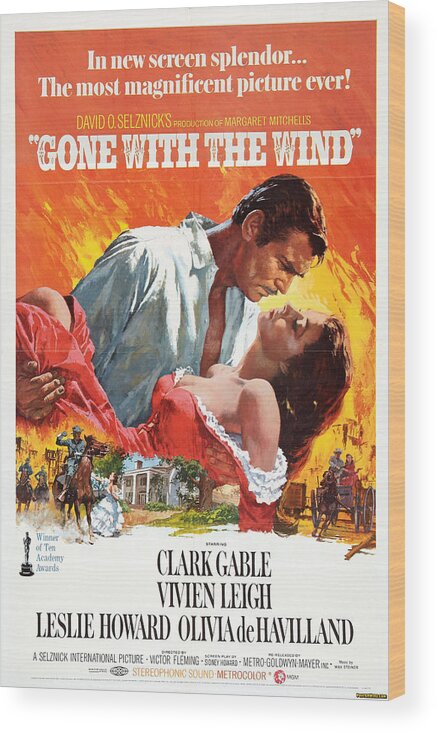 Movie Poster Wood Print featuring the photograph Gone With the Wind - 1939 by Georgia Clare