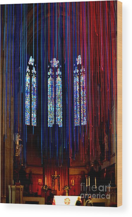 Grace Cathedral Wood Print featuring the photograph Grace Cathedral with Ribbons by Dean Ferreira