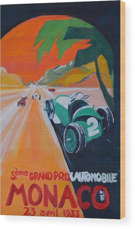 Race Cars Wood Print featuring the painting Grand Prix by Julie Todd-Cundiff