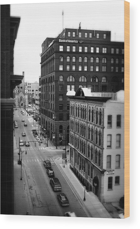 Hovind Wood Print featuring the photograph Grand Rapids 7 - black and white by Scott Hovind