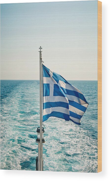 Aegean Wood Print featuring the photograph Greek flag by Tom Gowanlock