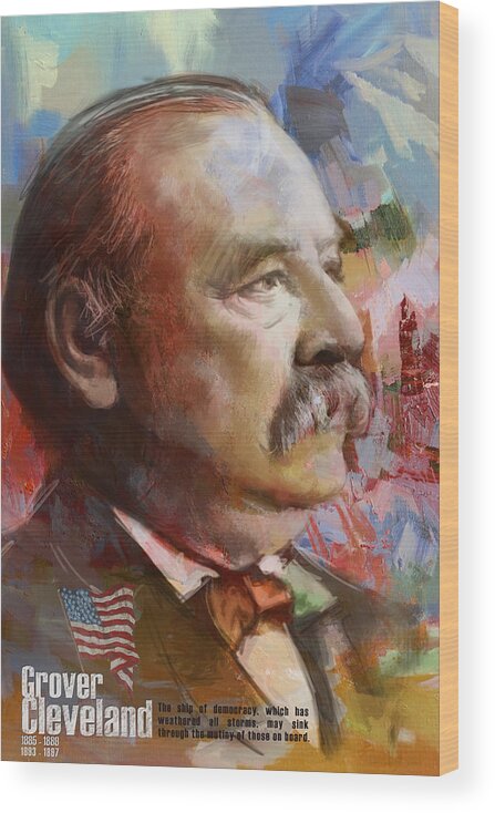 Grover Cleveland Wood Print featuring the painting Grover Cleveland by Corporate Art Task Force
