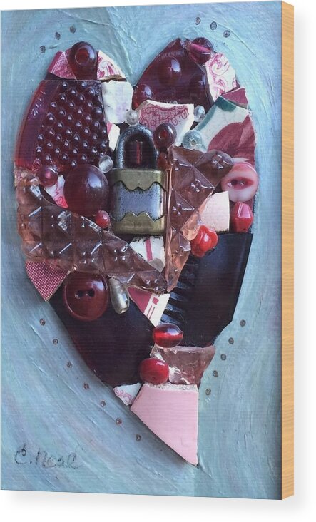 Heart Wood Print featuring the mixed media Guard Your Heart by Carol Neal