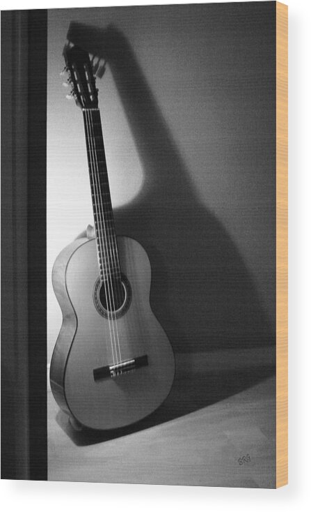 Guitar Wood Print featuring the photograph Guitar Still Life In Black And White by Ben and Raisa Gertsberg