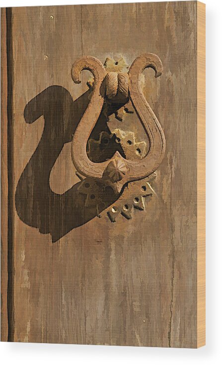 Canvas Wood Print featuring the photograph Hand Forged Iron Door Handle II by David Letts