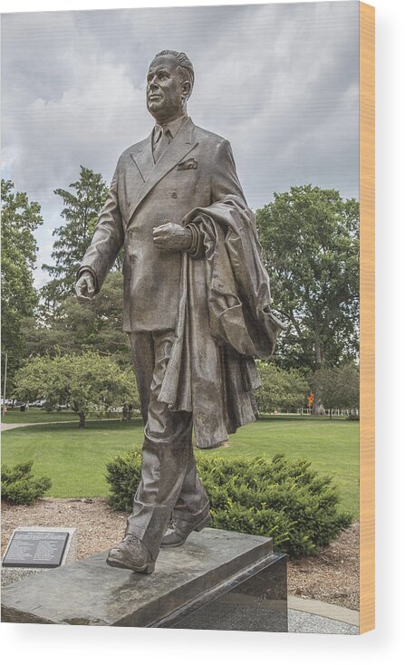 Michigan State University Wood Print featuring the photograph Hannah Statue at MSU by John McGraw
