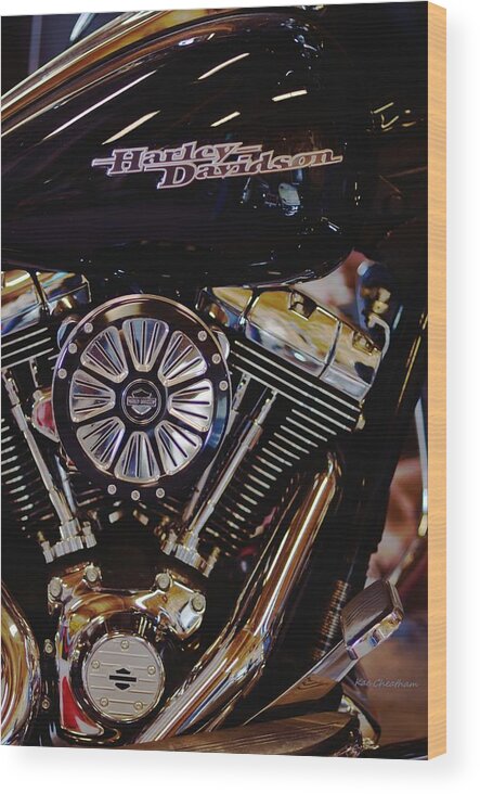 Motorcycle Wood Print featuring the photograph Harley Davidson Abstract by Kae Cheatham