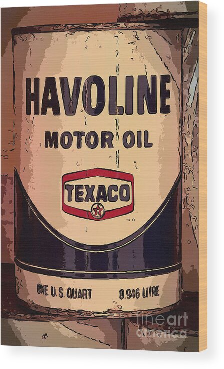 Havoline Wood Print featuring the photograph Havoline Motor Oil Can by Carrie Cranwill