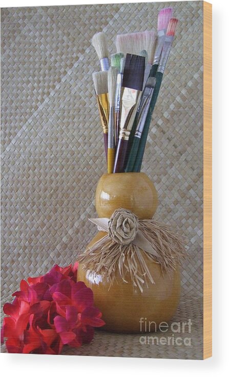 Paint Brushes Wood Print featuring the photograph Hawaii Painter by Mary Deal