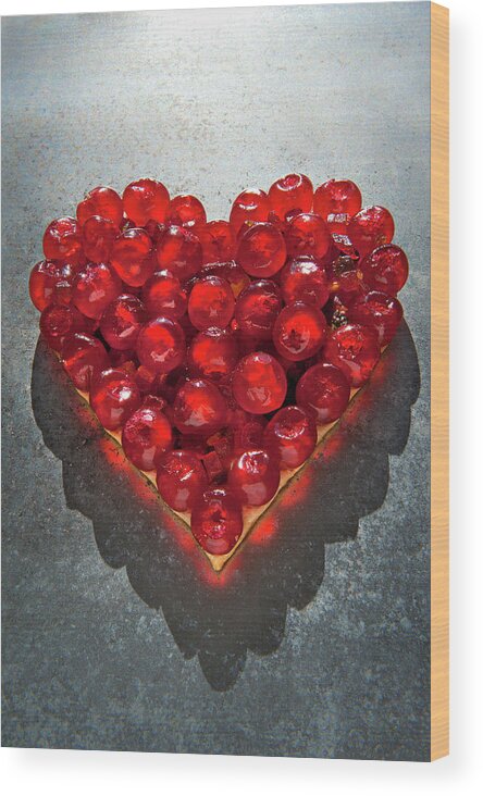 Cherry Wood Print featuring the photograph Heart Of Red Cherries by Patrizia Savarese
