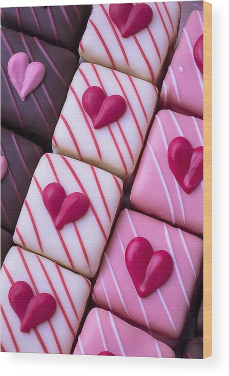Hearts Wood Print featuring the photograph Hearts on candy by Garry Gay