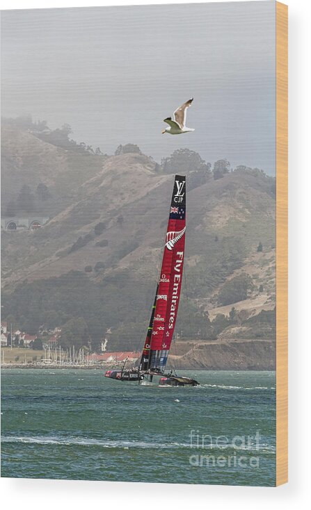 America's Cup Wood Print featuring the photograph Heeling by Kate Brown