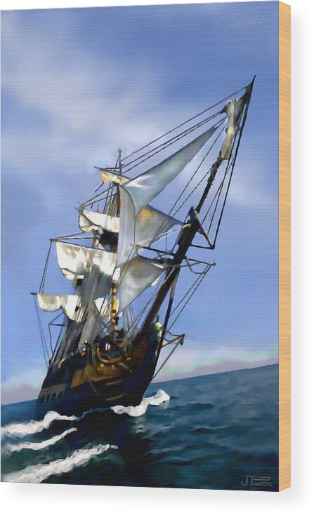 Tall-ship Wood Print featuring the painting HMS Surprise by Jann Paxton