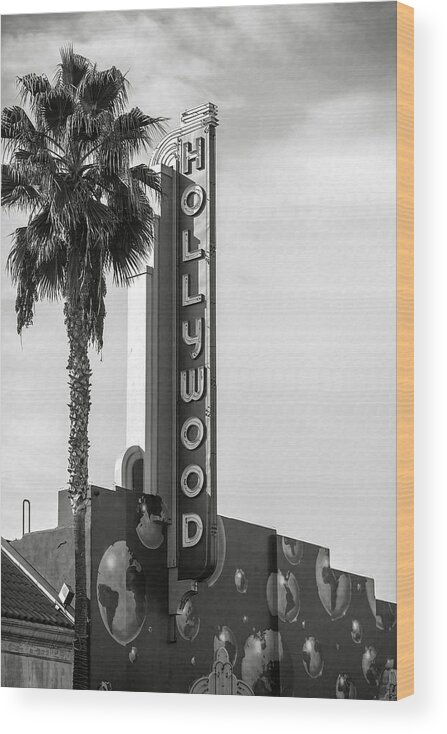 Hollywood Theater Wood Print featuring the photograph Hollywood Landmarks - Hollywood Theater by Art Block Collections