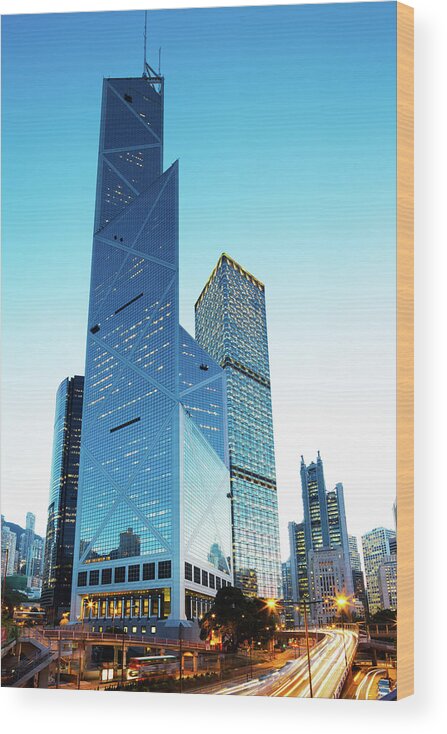 Chinese Culture Wood Print featuring the photograph Hong Kong High Rise by Tomml