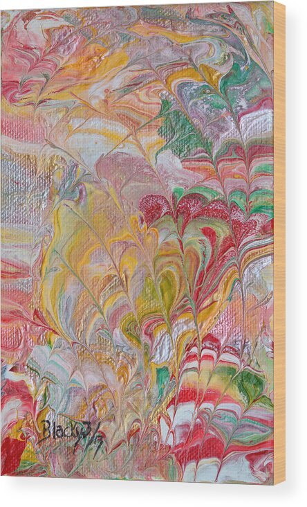Colorful Abstract Wood Print featuring the painting Hot Air Balloons by Donna Blackhall