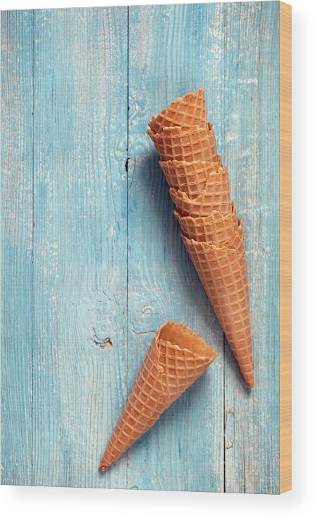 Empty Wood Print featuring the photograph Ice Cream Cones by Barcin