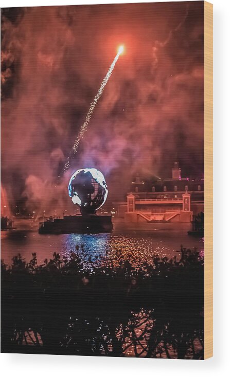Epcot Wood Print featuring the photograph Illuminations by Sara Frank