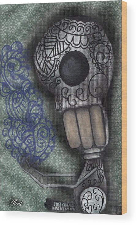 Day Of The Dead Wood Print featuring the painting In my hands by Abril Andrade