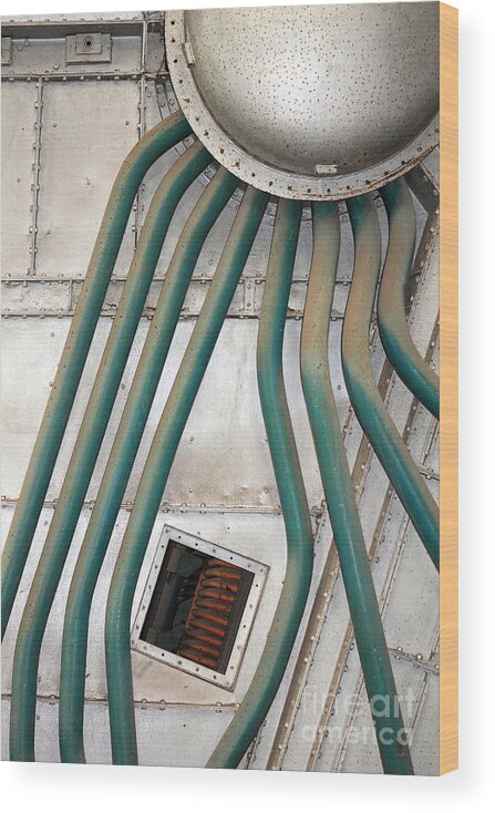 Mechanical Art Machinery Alien Legs Industrial Pipes Pipe Wood Print featuring the photograph Industrial Art by Julia Gavin